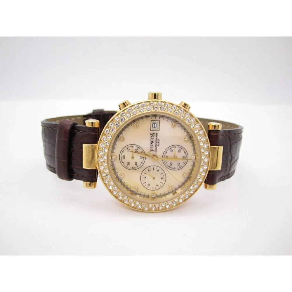 Women Princess Paris Chrono Quartz WR Analog 37mm Dial Causal Round Watch (F773)